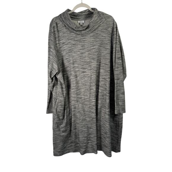 Pure Jill J Jill Heathered Grey 100% Cotton Dress Cowl Neck Pocket Women Plus 3x - Picture 1 of 7